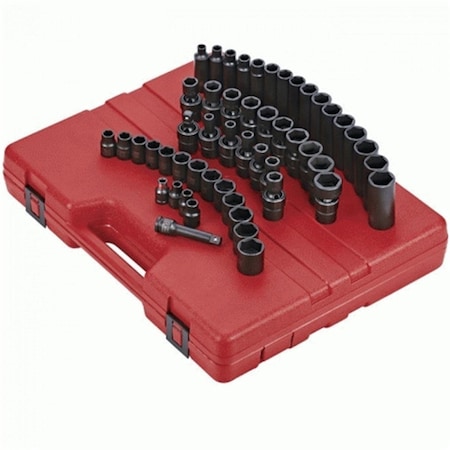 Gourmetgalley 0.375 in. Drive Metric Impact Socket Set - 51 Piece, 51PK GO373449